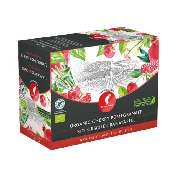 Julius Meinl Tee BIO Kirsche-Granatapfel Big Bag (1 Beutel für ca. 1 lt. Wasser), Früchtetee, 20 Teebeutel im Kuvert pro Packung